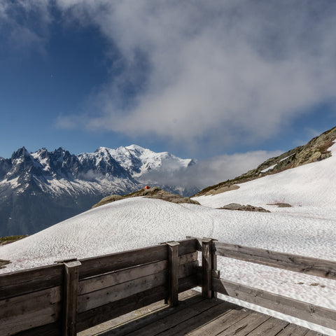 Lac Blanc near Chamonix completely covered with snow
