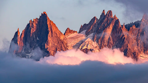 Sunset views on the Tour du Mont Blanc near Lac Blanc