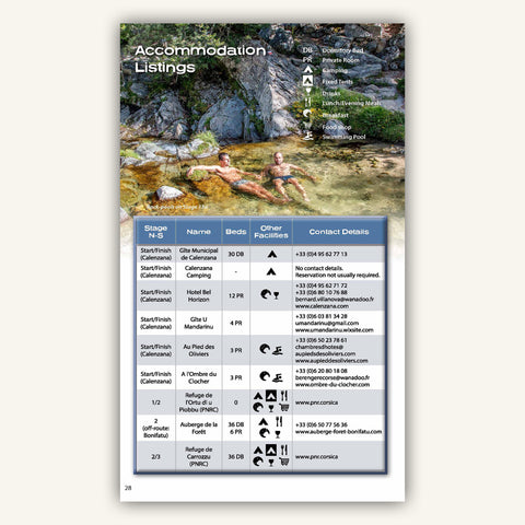 Accommodation listings in Knife Edge Outdoors Guidebook to the Corsica GR20