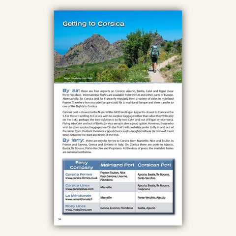 Travel info in Knife Edge Outdoors Guidebook to the Corsica GR20