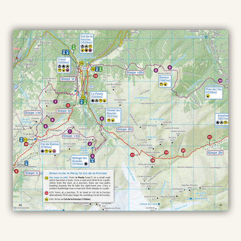 Bespoke map in the Knife Edge Outdoor Guidebook for the walkers Haute Route Chamonix to Zermatt