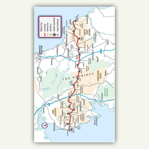 Transport map in Knife Edge Outdoors Guidebook to Englands Coast to Coast Path