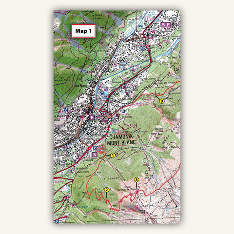Real IGN 1:25,000 maps in Knife Edge Outdoors Hiking Chamonix guidebook