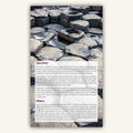 Info on weather and maps in Knife Edge Outdoors Hiking Northern Ireland Guidebook. Also an image of the stones of the Giants Causeway