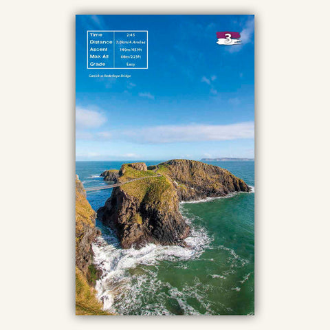 Image of Carrick-a-rede rope bridge in Knife Edge Outdoors Hiking Northern Ireland Guidebook