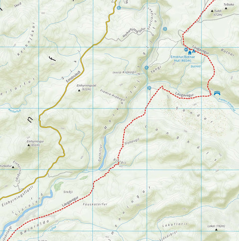 Map sample of the Iceland Laugavegur Trail Map by Knife Edge Outdoor Guidebooks