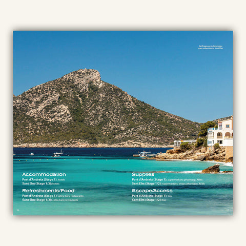 Facilties info in Knife Edge outdoors guidebook to the Mallorca GR221 trek
