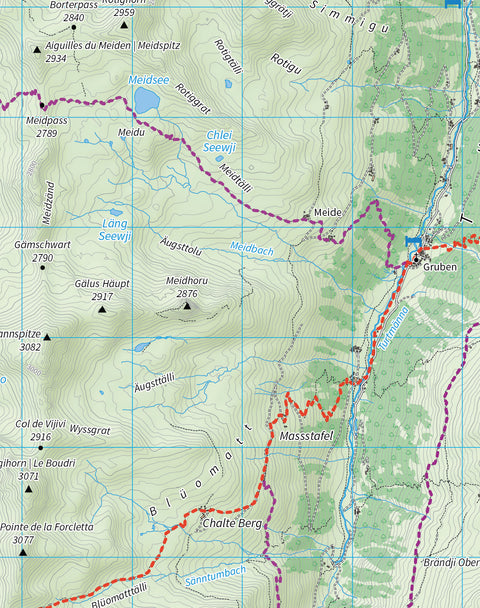 Map Sample of the Walkers Haute Route Map by Knife Edge Outdoor Limited