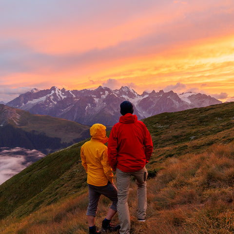 Sunset over the Mont Blanc Massif viewed bty two hikes from Cabane de Mille on the Tour des Combins