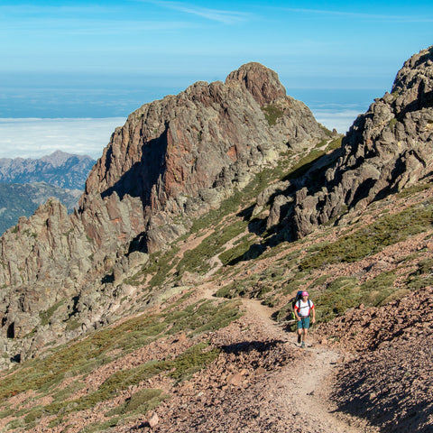 Hiker on the Corsica GR20 trek
