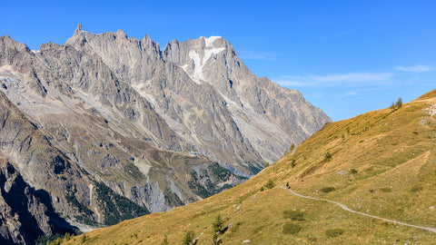 Image of hiker on the Tour du Mont Blanc near Rifugio Elisabetta