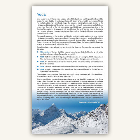 Yetis in Knife edge outdoors guidebook to everest trekking