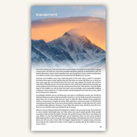 Info on equipment in Knife edge outdoors guidebook to everest trekking