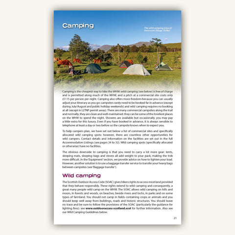 Camping info in Knife Edge Outdoors guidebook to Scotland West Highland Way