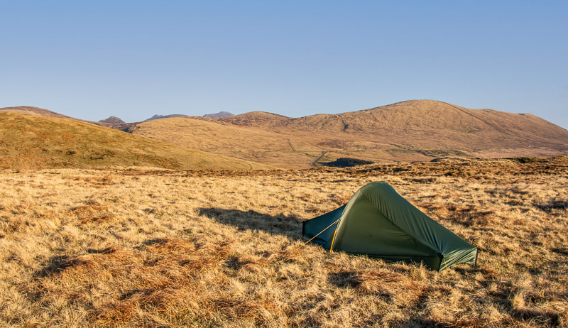 Wild camping in the Mourne Mountains in Northern Ireland